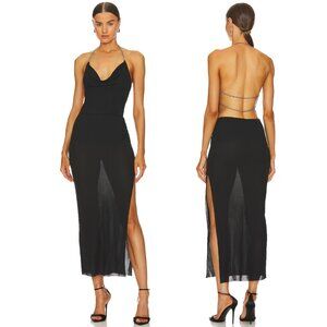 Bec + Bridge Lexie Cowl Midi Maxi Dress in Black Sheer Formal Gown Small 8